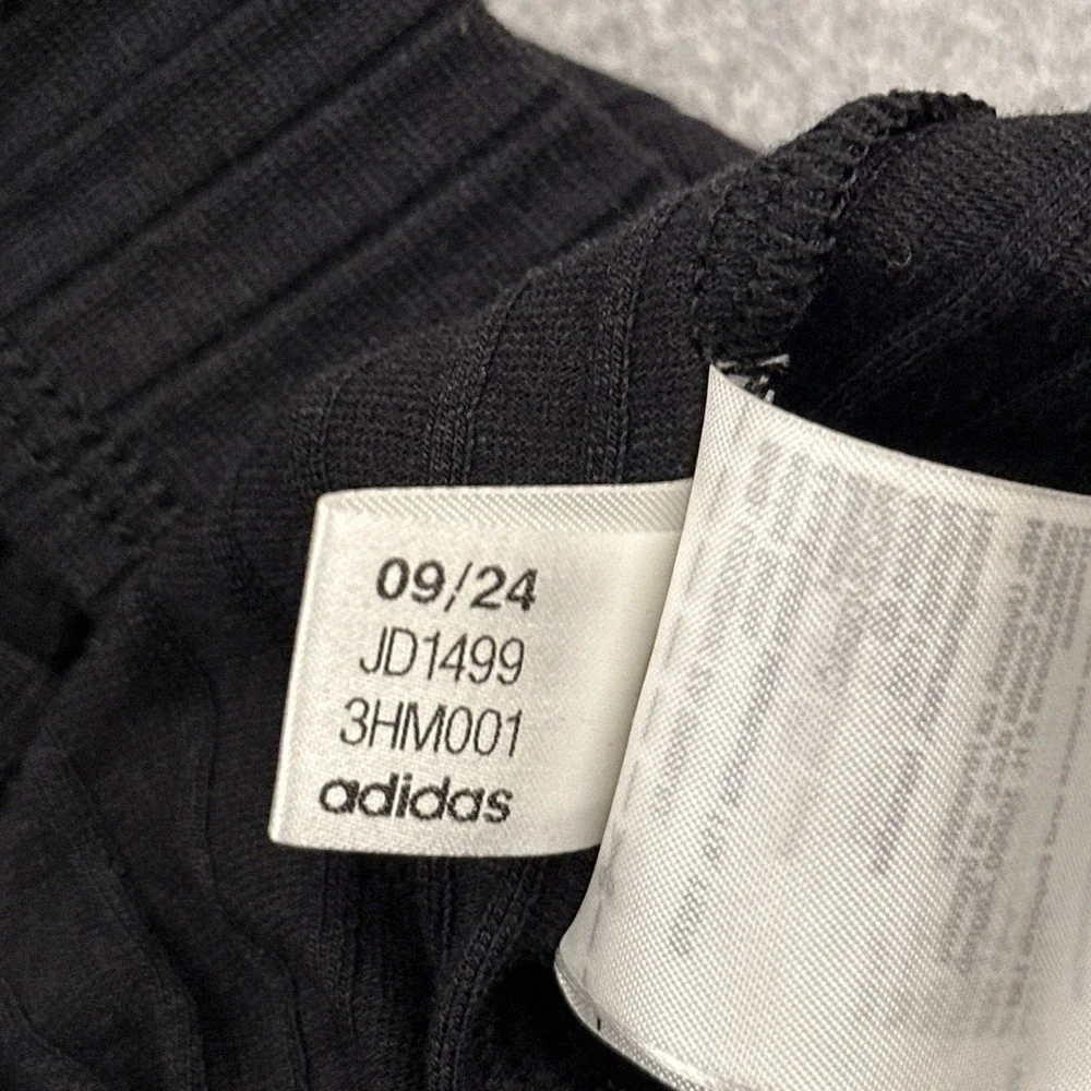 Adidas Essentials Wide Rib Pants Women XL Black High Rise Relaxed Stretch JD1499